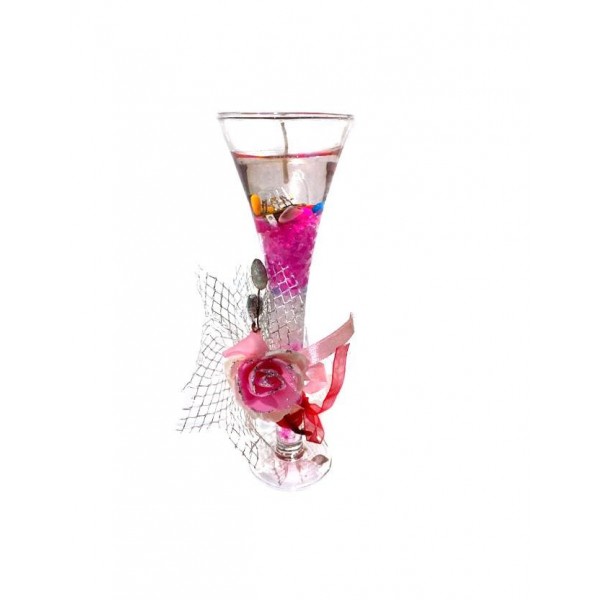 Светодиодная гелевая свеча в фужере, 6х19 см, Розовый