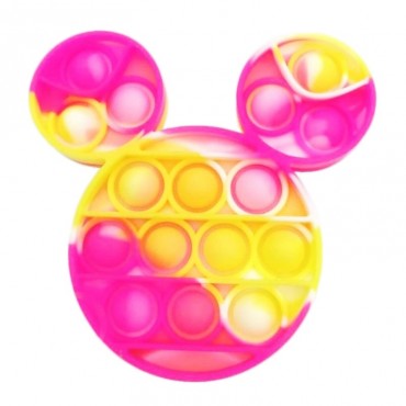 Pop It вечная пупырка - игрушка антистресс Микки Маус, 11х10 см, Жёлто-розовый