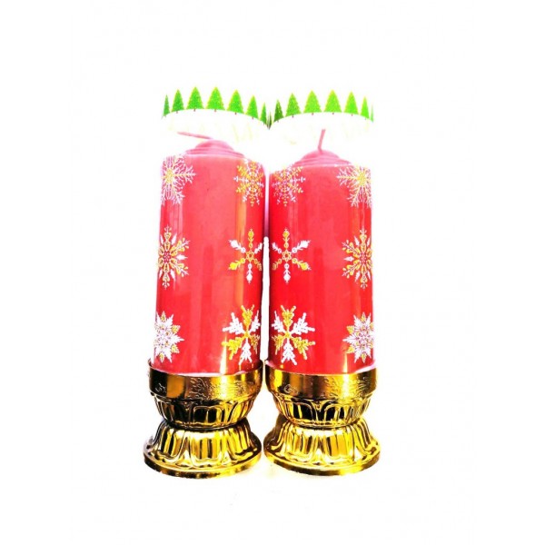 Рождественские свечи в граале 18 см, 2 шт, Красный