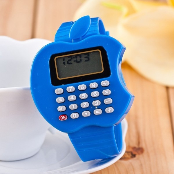 Детские электронные наручные часы-калькулятор Яблоко, Синий