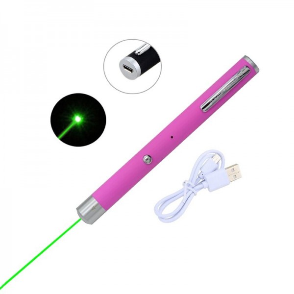 Лазерная указка с USB-кабелем Green Laser Pointer, Розовый