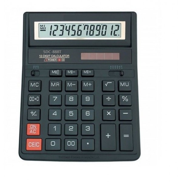 Настольный 12-разрядный калькулятор с двойным питанием SDC-888T